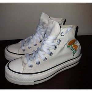 CONVERSE Women's Sneakers 6.5M Platform High Top Lace Up Chuck Taylor White